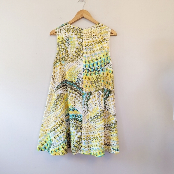 MSGM Eyelet Patchwork Floral Trapeze Mini Dress Sun Dress 70s Mod - Picture 2 of 14